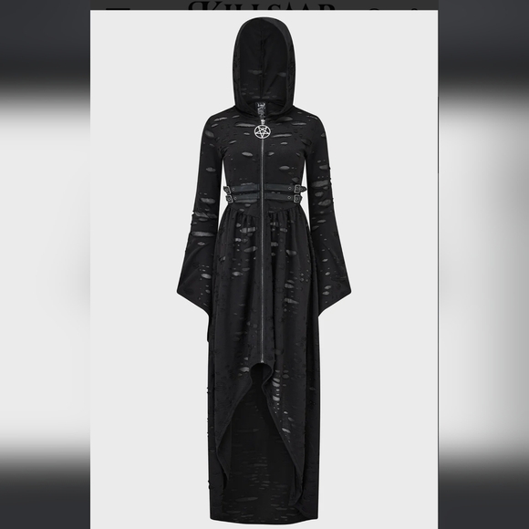Killstar Dresses & Skirts - Killstar Black Asymmetrical Hooded Dress
